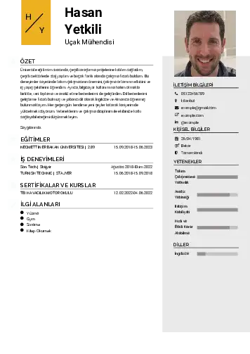 Havacılık Ve Uzay Uçak Mühendisi Cv Örnekleri cv indir